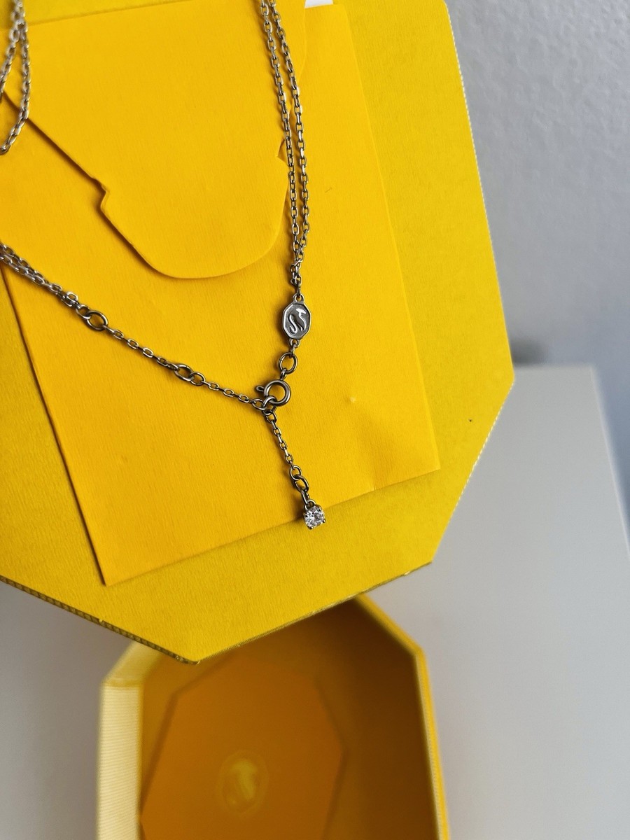 New Swarovski Gema Layered Necklace, Flower, White, Rhodium