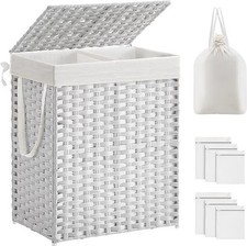 SONGMICS Laundry Hamper w Lid 90L Hamper wi 2 Removable Liner Bags & 6 Mesh Bags