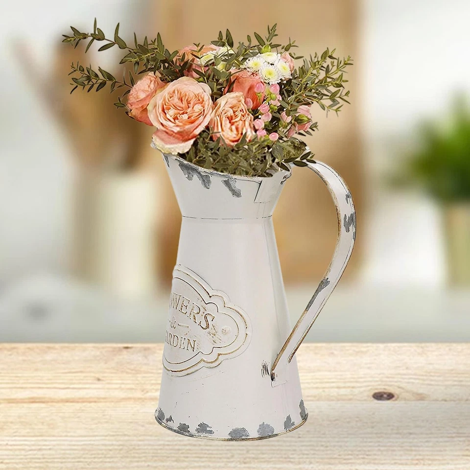 Pitcher Vase Flower Vase Farmhouse Vintage Style Photo Prop Gift Chic Milk Jug