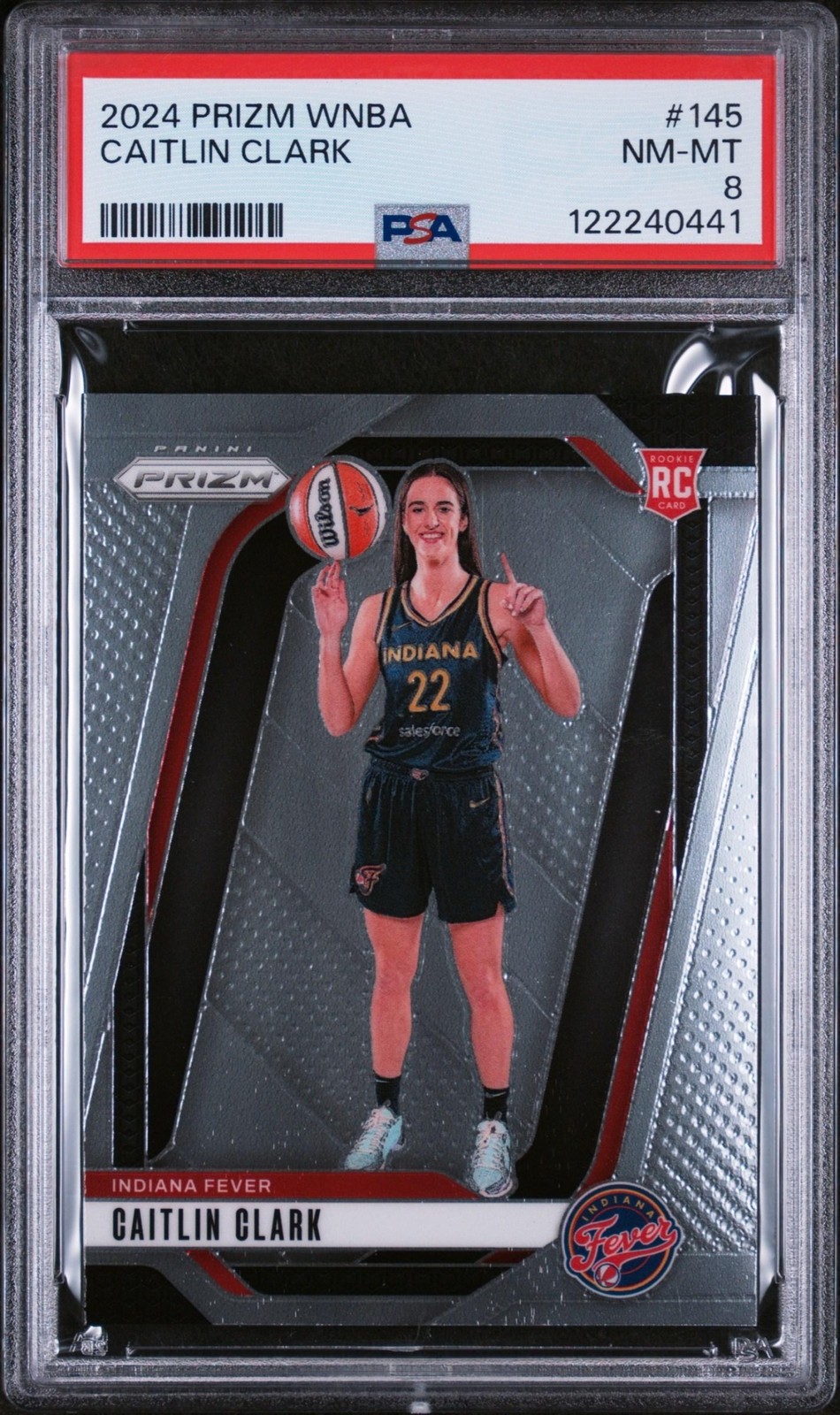 2024 Panini WNBA Prizm Basketball Caitlin Clark #145 RC Rookie PSA 8