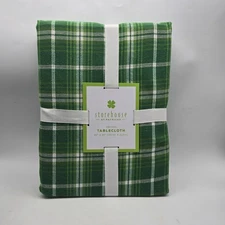 Storehouse 60x84 St Patricks Day  Oblong Green Tartan Plaid Tablecloth Christmas
