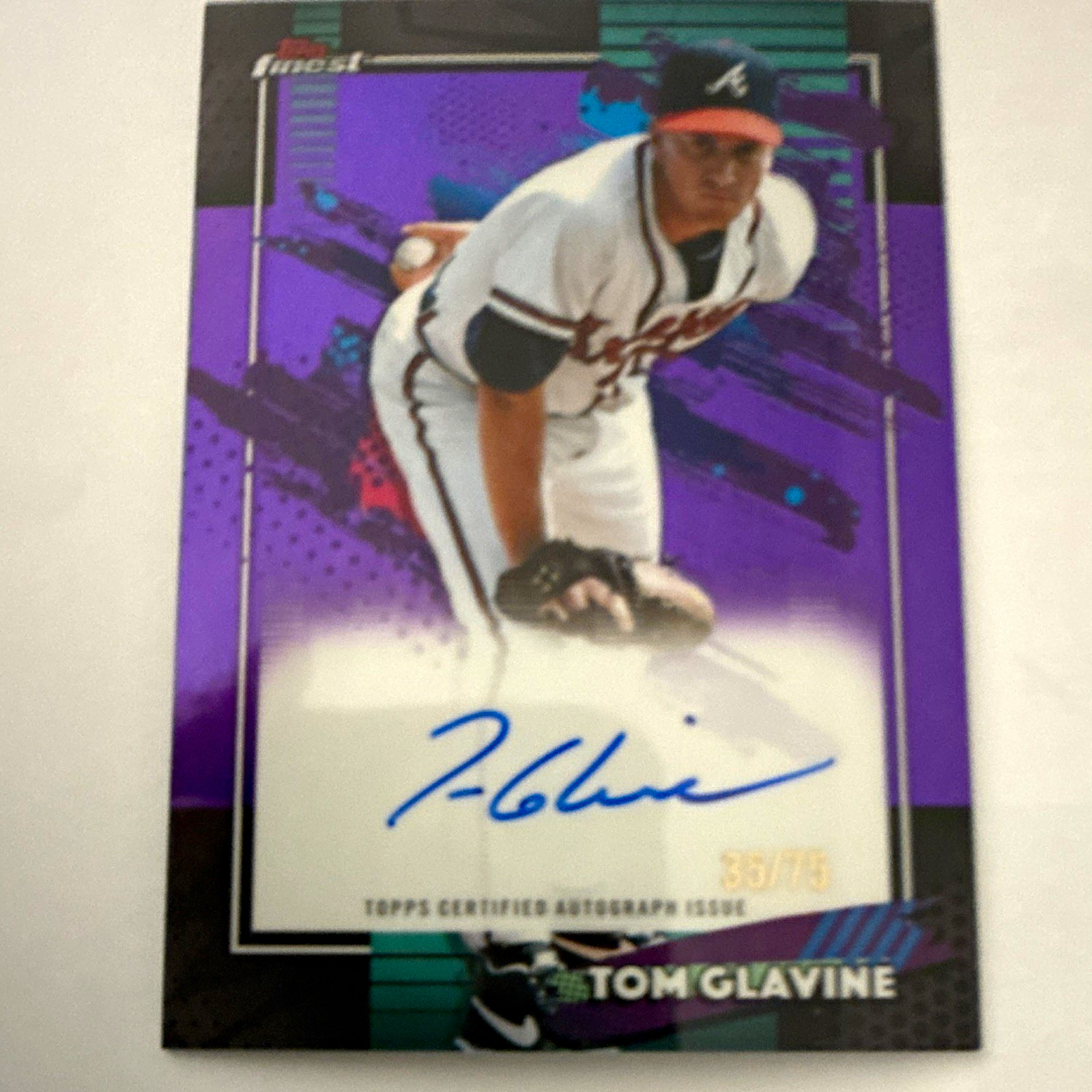 Topps 2025 Finest Finest Autographs Tom Glavine FA-TG Green /75 Auto Braves