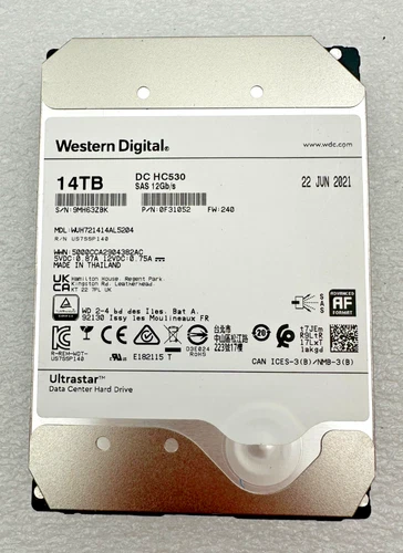 WESTERN DIGITAL 14TB ULTRASTAR DC HC530 SAS 12Gb/s 0F31052 WUH721414AL5204