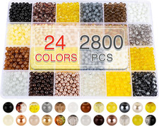 about 2800 PCS 4Mm Glass Beads Bracelet Making Kit,24 Assorted Black and White S