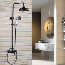 Black Oil Rubbed Brass Bathroom Rainfall Shower Faucet Set Mixer Tap shg155