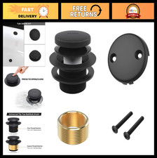 Universal Matte Black Bathtub Drain Overflow Kit, All Metal Tip-Toe Replacemen