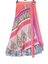 Sushila Vintage Silk Saree Magic Wrap Reversible Skirt Beach Dress Double Layer