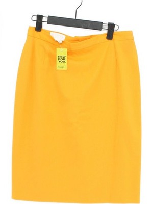 ESCADA Damen Midi Rock UK 12 gelb Wolle mit Elasthan Midi gerade & Bleistift