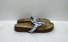 Tory Burch Miller Cloud Leather Cork Thong Sandals Crisp Blue Women  s Size 6.5