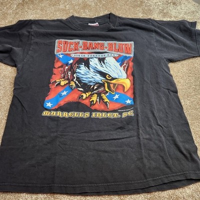 Suck-Bang-Blow Biker Burnout Bar T-Shirt Mens Large Black Eagle SC Vintage Style