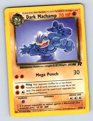 Dark Machamp 27/82 Rare Team Rocket Pokemon Unlimited Damaged