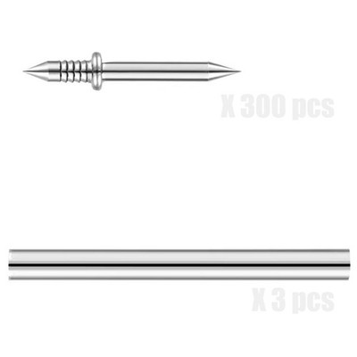 300Pcs Skirting Thread Metal None Marking Nails with Sleeve Easy to Install