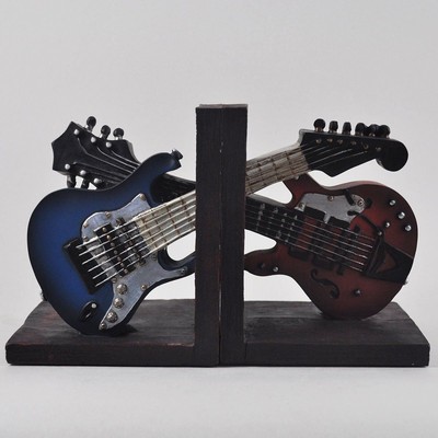 Gitarrenregal ordentlich Buchstützen schwer Vintage Aufbewahrung Retro Hipster Büro Ornament