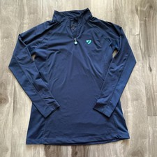 Aubrion Navy Blue 1/4 Zip Long Sleeve Equestrian Base Layer Riding Top Medium