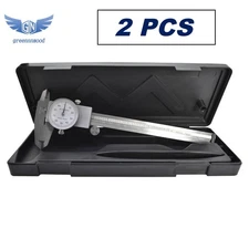 6"/0.001" Premium Precision Dial Calipers Stainless Steel Shockproof 2 Pack
