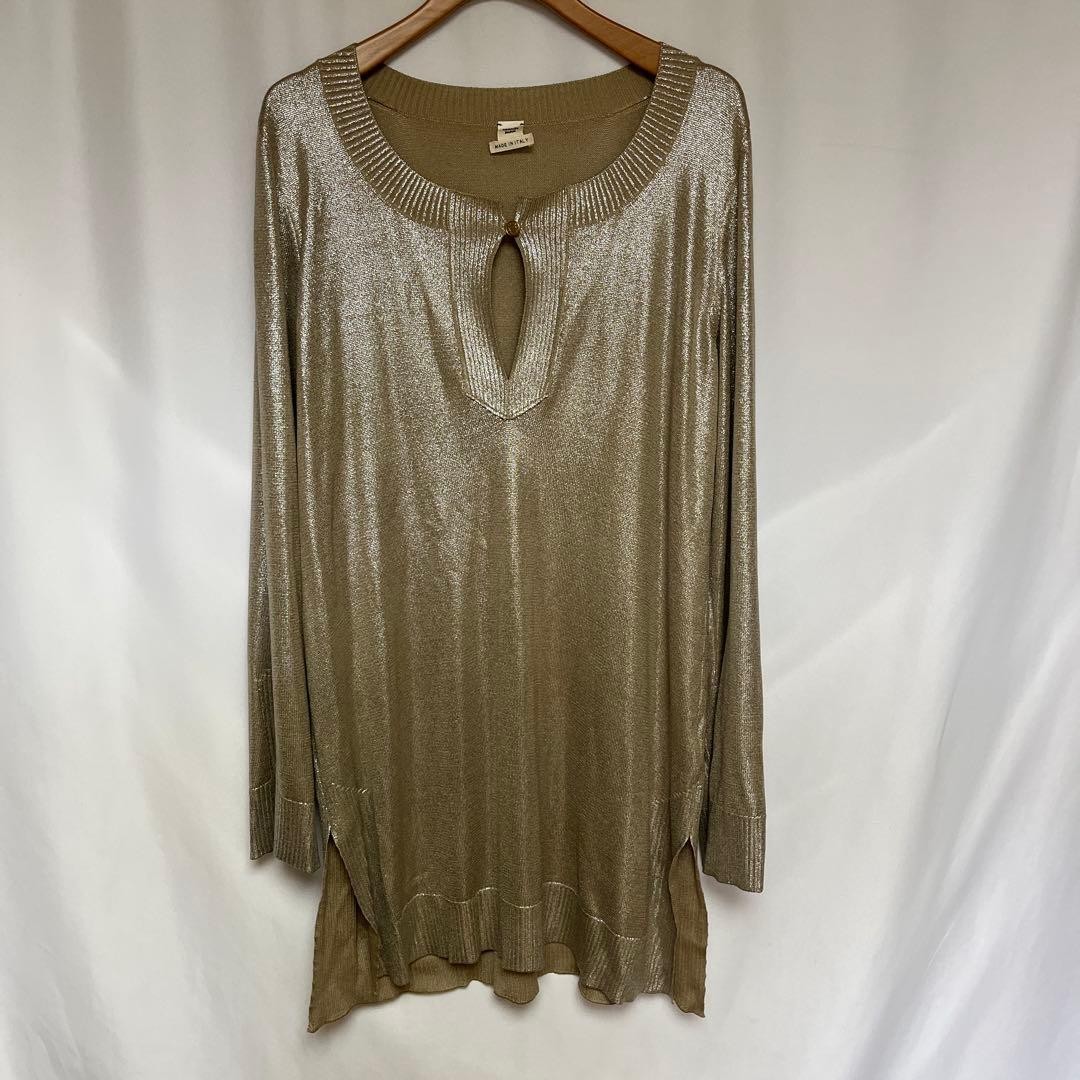 HERMES Serie button lame long knit 40 dress