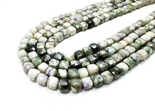 Natural Green Purple Jade Beads Faceted Cube Healing Harmony Gemstone PGS121