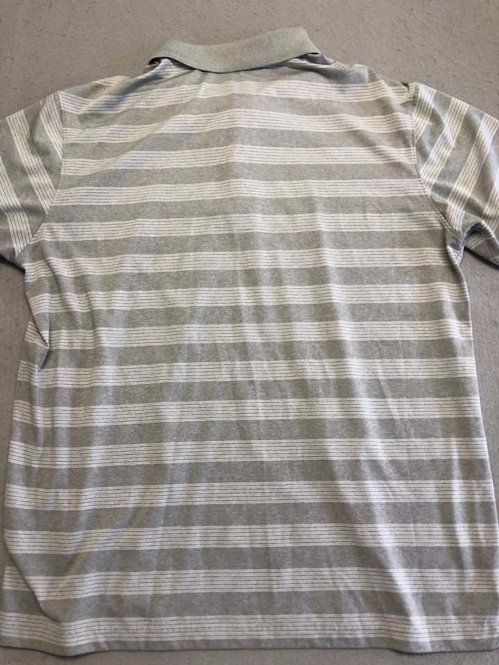 Camisa polo masculina golfe Slazenger XL listra cinza claro colarinho de tênis ativo - Imagem 3 de 4
