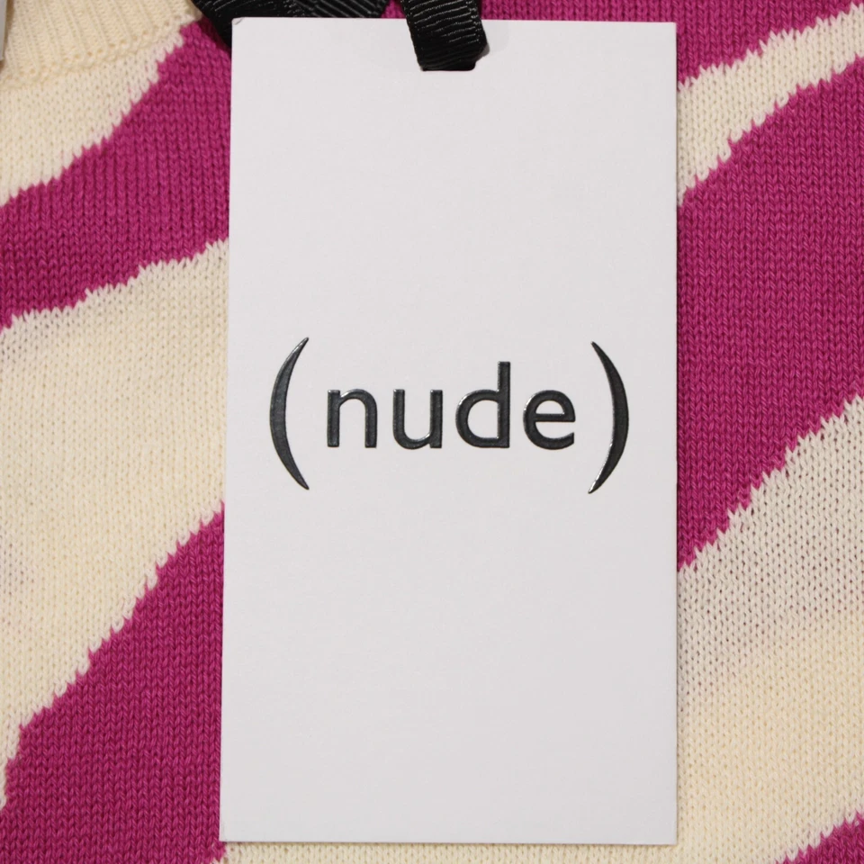 Suéter tejido cebra cuello redondo talla 38 magenta/crema/gris 100 % algodón nuevo con etiquetas Foto 3 de 4