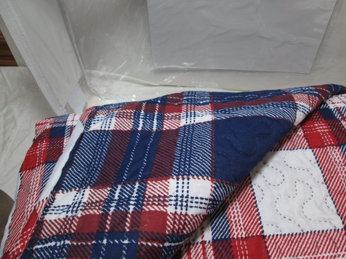 Ivy Hill Home DYLAN Reversible Twin Quilt & Sham Set ~ Navy, Red,White Plaid NEW - Picture 4 of 11