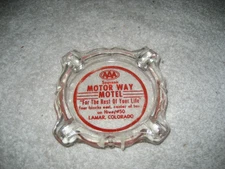 Vintage AAA Motor Way Motel Glass Ashtray Lamar Colorado