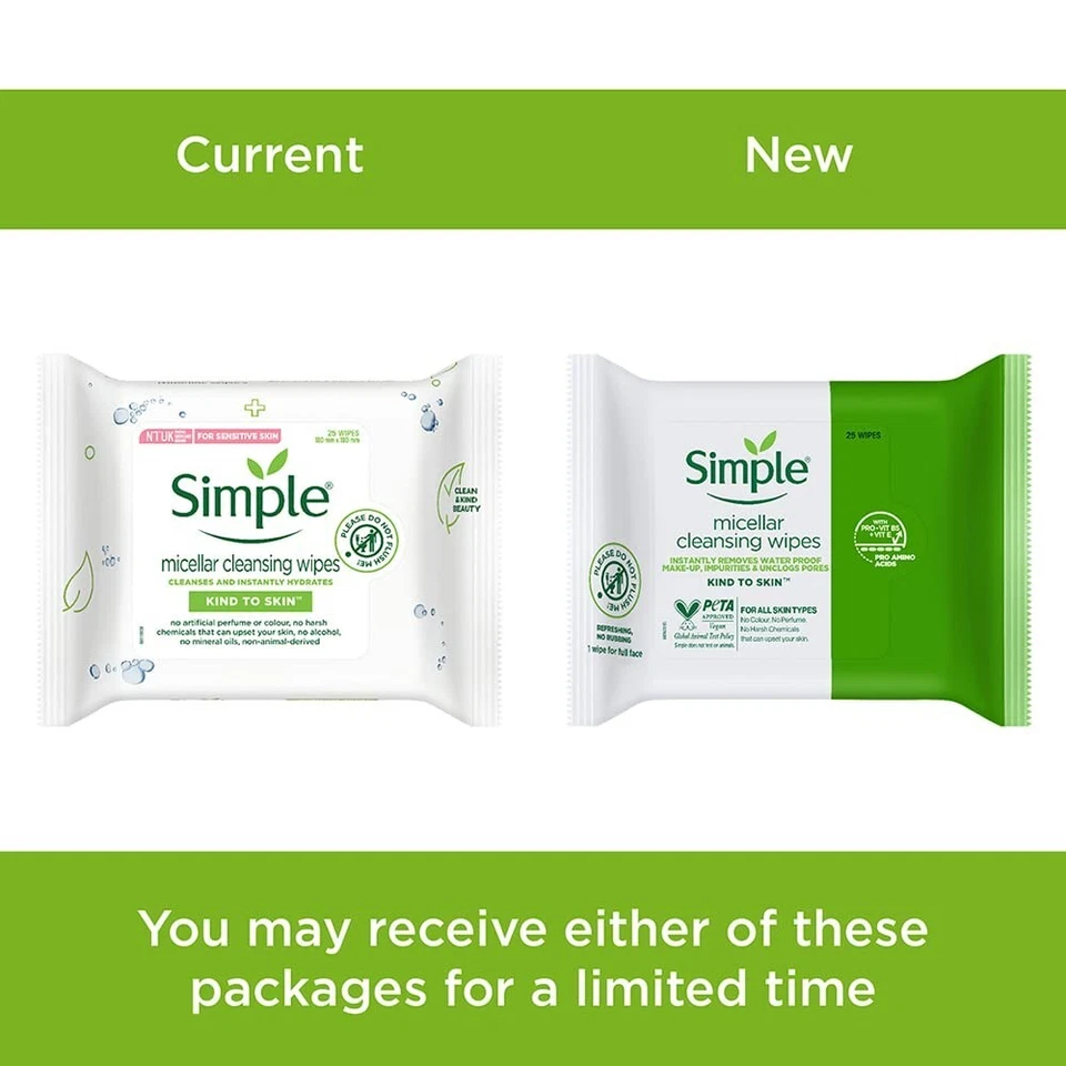 Simple Kind To Skin Micellar Cleansing Wipes 25 wipes - Image 3 of 4