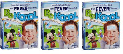 Be Koool Soft Gel Sheets for Kids Immediate cooling relief 4 counts X 3 Packs