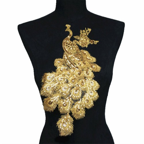 Embroidered Peacock Sequins Lace Applique Feather Clothing Sewing DIY Patch - Picture 16 of 16
