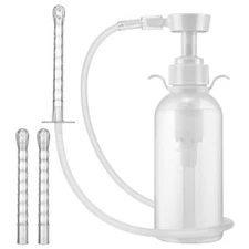 300ml Pump Action Enema Bottle with Nozzle, Travel Enema Kit for Anal Cleansing