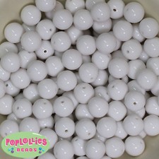 14mm White Acrylic Solid Bubblegum Beads Lot 20 pc. chunky gumball