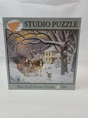 Bits and Pieces Puzzle 500 Pieces NEW ~ Winter Holiday Snow HOMEWARD BOUND Horse