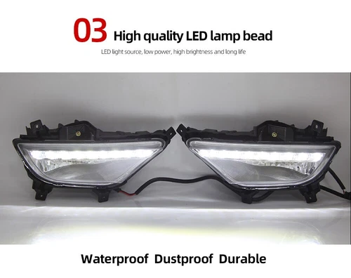 For Hyundai I20 2015-2017 Pair LED DRL Daytime Running Lights Fog Lamps Bumper - Foto 9 di 10