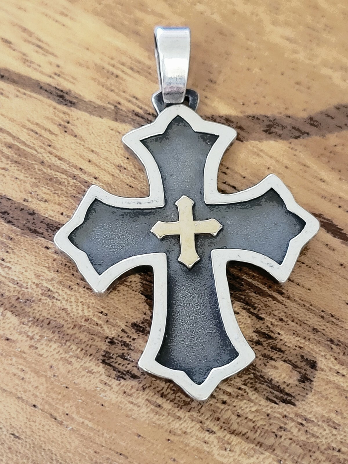 Rare James Avery Sterling Silver Cross with 14kt Gold… Gem