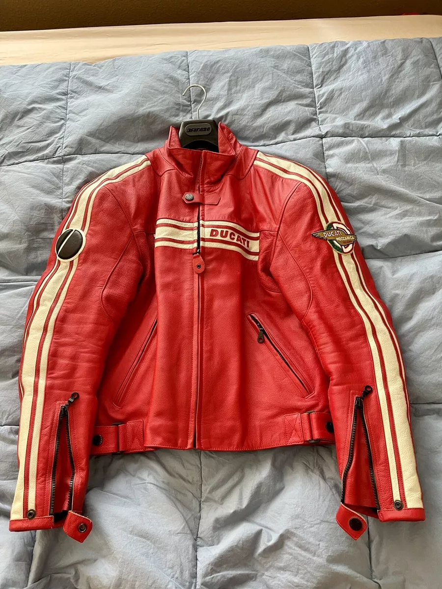 Absorbere tæppe hovedsagelig Dainese Ducati Retro Red Leather Jacket Size 48 | eBay