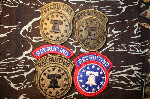 US Army Recruiting Command color and subdued shoulder patch lot w/ separate tab - Picture 2 of 6