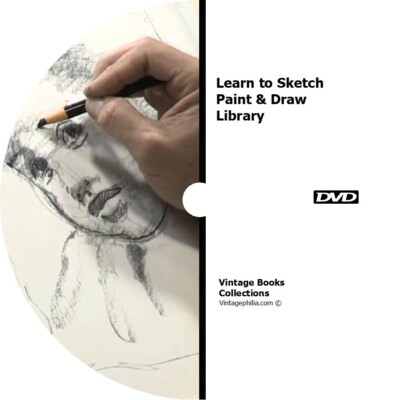 LEARN TO SKETCH DRAW PAINT ART LESSONS 130+ RARE ANCIENT BOOKS on DVD 