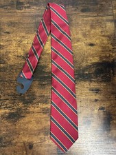 Brooks Brothers Red Tie With Blue  Yellow Stripes 100 Silk Men's Necktie 58"