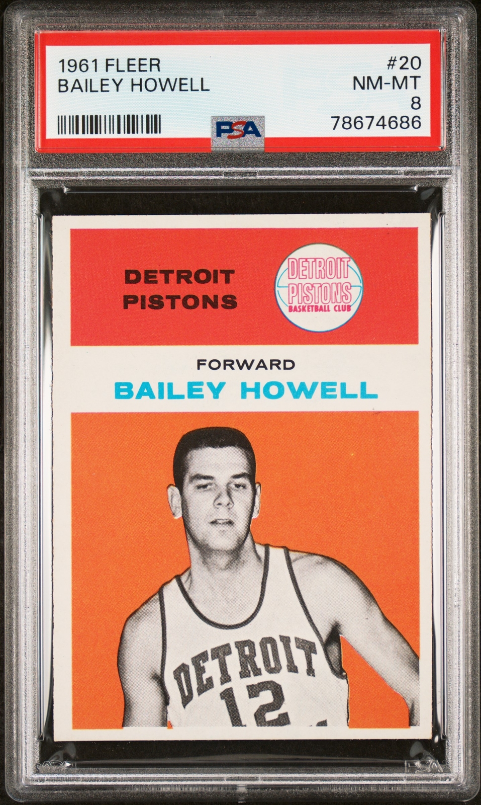1961 Fleer Basketball Bailey Howell #20 PSA 8