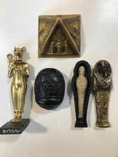 Ancient Egyptian Collectable Decorative Ornaments Golden Bast Pyramids *D100