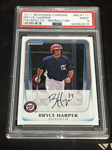 2011 Bryce Harper Bowman Chrome Refractor #BCP111 RC /500 PSA 9 Mint Rookie