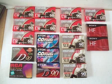 18) FACTORY SEALED Blank Cassette Tapes Maxell TDK SONY RCA 60 90 120 Minutes