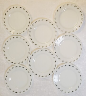 Set Of 8 Pyrex Tableware by Corning Green Leaf Restaurant Ware 9  Dinner Plates