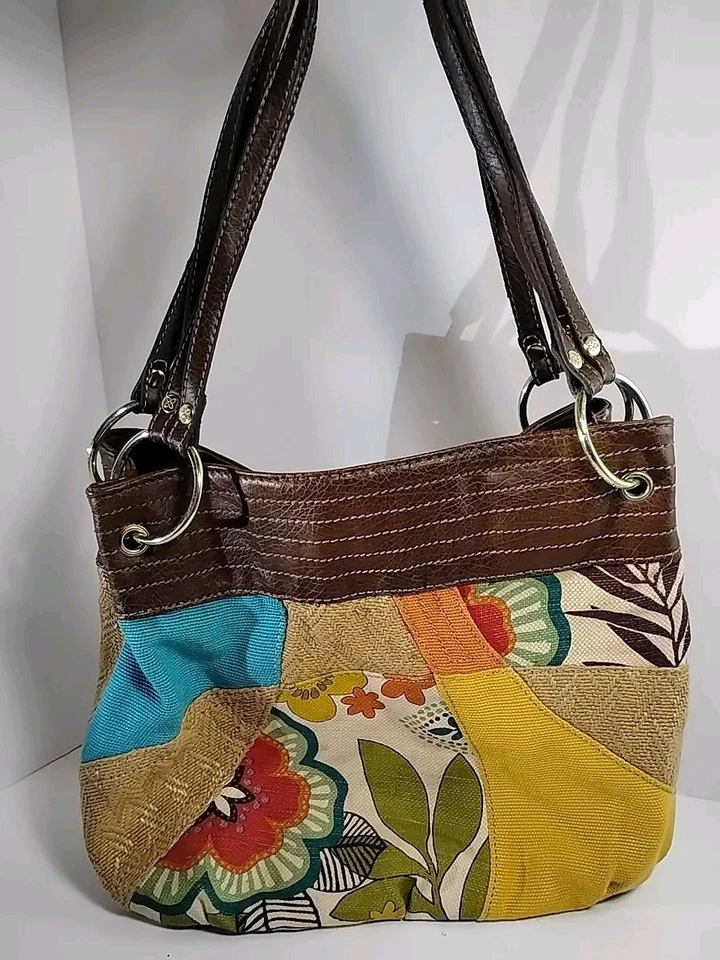 Relic By Fossil Mimbre Paja Algodón Retazos Bolso de Hombro Bolso Cartera Bolso de Mano   Foto 3 de 4