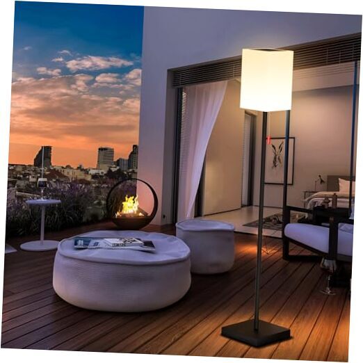 Solar Floor Lamp Outdoor with Light Sensor Remote Dimming 2-in-1 Rechargeable