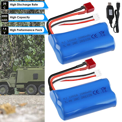 7,4V 2000mAh Lithium Lonen Akku Wiederaufladbare Batterie RC Autos Ersatz Akku