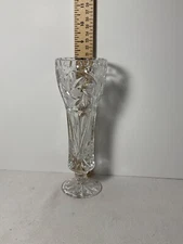 Pinwheel crystal 8" bud vase Decorative etching
