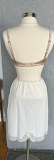 RETRO VINTAGE IVORY COLOR 1950'S HALF SHORT NYLON  LACE SLIP BY LORRAINE SMALL