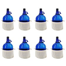 Glasballon blau 5 Liter mit Baumwollbeutel-Natur 8er-Set