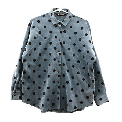 zara blue polka dot top