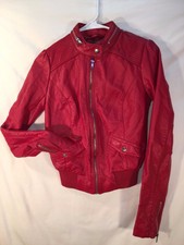 C. Russe Ladies/jr Xs Red Shorty Zip Jacket, Pu Shell, Poly Lining Repaired